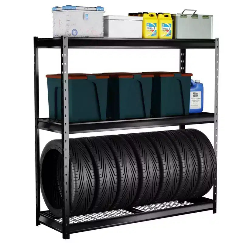 Scaffalatura in Acciaio a 3 Ripiani 195x60x183 cm, 3400 kg, Grigio Scuro: Robusta, Regolabile, Resistente alla Ruggine