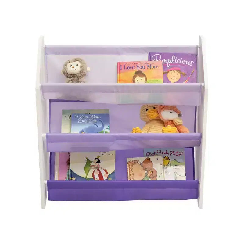 Scaffale porta libri a 3 livelli per bambini, viola, 76 cm H