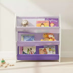 Scaffale porta libri a 3 livelli per bambini, viola, 76 cm H