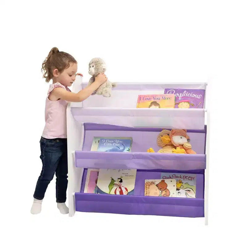 Scaffale porta libri a 3 livelli per bambini, viola, 76 cm H