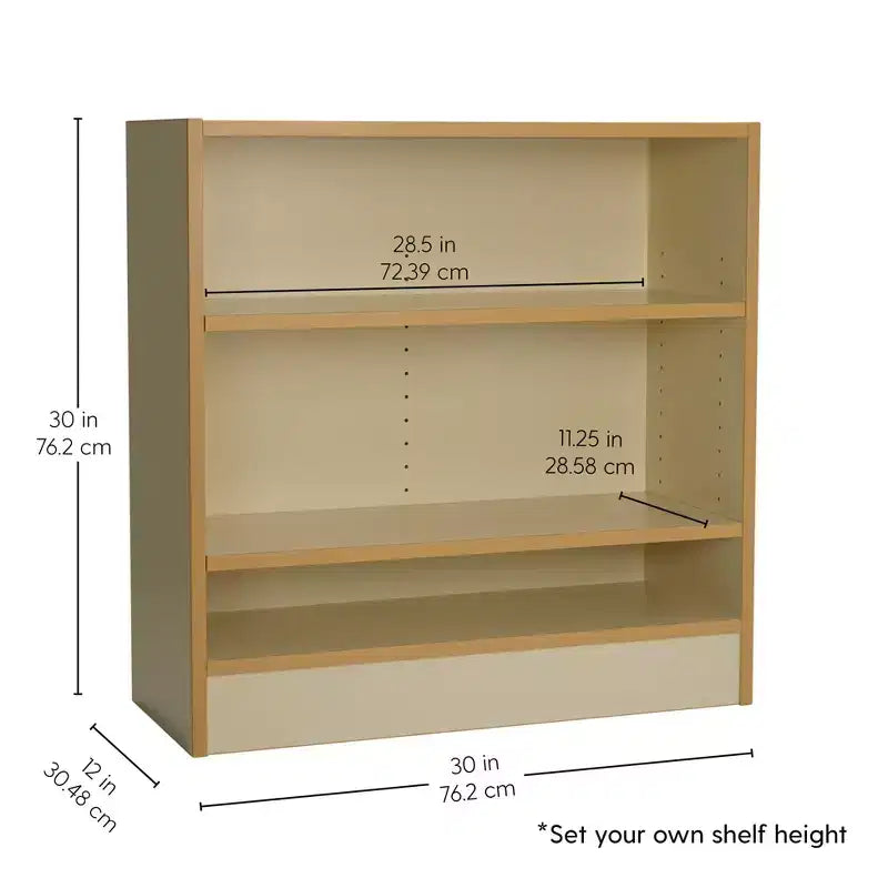 Libreria per bambini a 2 ripiani da 76 cm, laminato in acero mandorla, bianco sporco