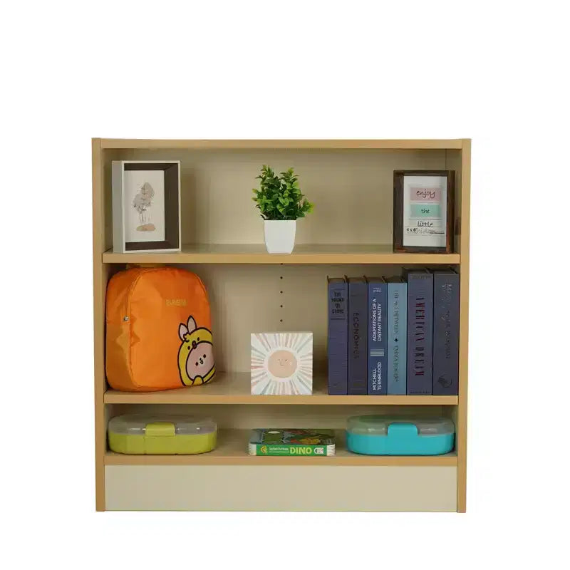 Libreria per bambini a 2 ripiani da 76 cm, laminato in acero mandorla, bianco sporco