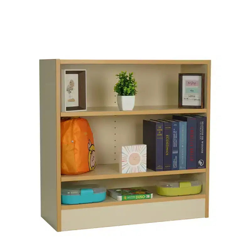 Libreria per bambini a 2 ripiani da 76 cm, laminato in acero mandorla, bianco sporco