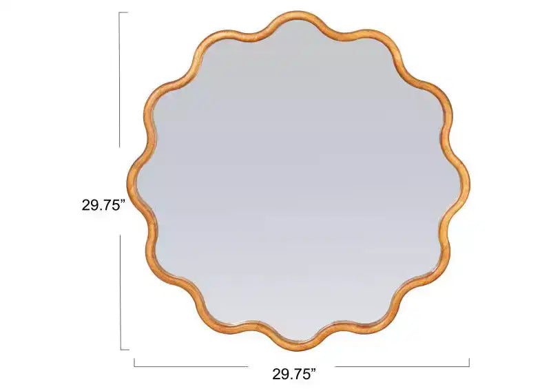 Specchio ondulato con cornice in legno smerlata