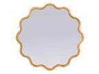 Specchio ondulato con cornice in legno smerlata
