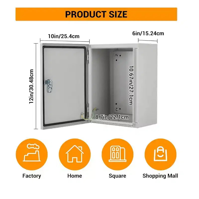 Scatola di derivazione elettrica NEMA 4X, armadio in acciaio IP66 resistente alle intemperie, per esterni/interni, incernierato, bloccabile, con piastra di montaggio, certificato UL
