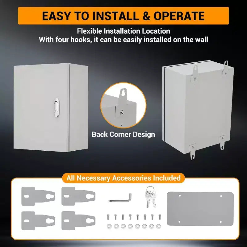 Scatola di derivazione elettrica NEMA 4X, armadio in acciaio IP66 resistente alle intemperie, per esterni/interni, incernierato, bloccabile, con piastra di montaggio, certificato UL