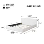 Letto in Tessuto Morbido dal Design Elegante con Testiera Imbottita, Letto Matrimoniale Moderno Minimalista per Camera Padronale
