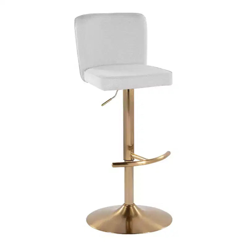 Set di 2 sgabelli da bar regolabili Henry Oro/Tessuto bianco