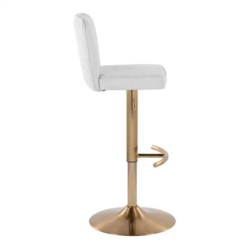 Set di 2 sgabelli da bar regolabili Henry Oro/Tessuto bianco