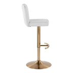 Set di 2 sgabelli da bar regolabili Henry Oro/Tessuto bianco