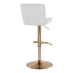 Set di 2 sgabelli da bar regolabili Henry Oro/Tessuto bianco