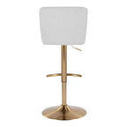 Set di 2 sgabelli da bar regolabili Henry Oro/Tessuto bianco