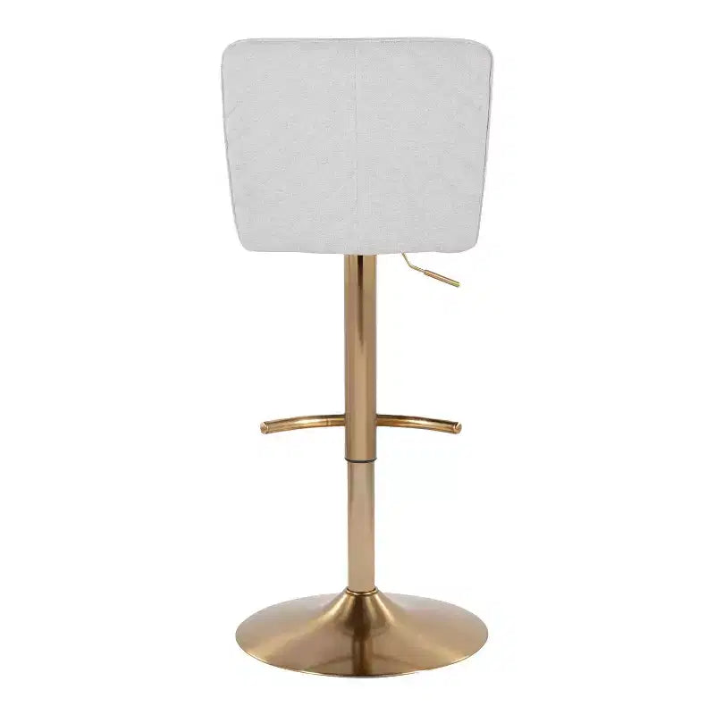 Set di 2 sgabelli da bar regolabili Henry Oro/Tessuto bianco