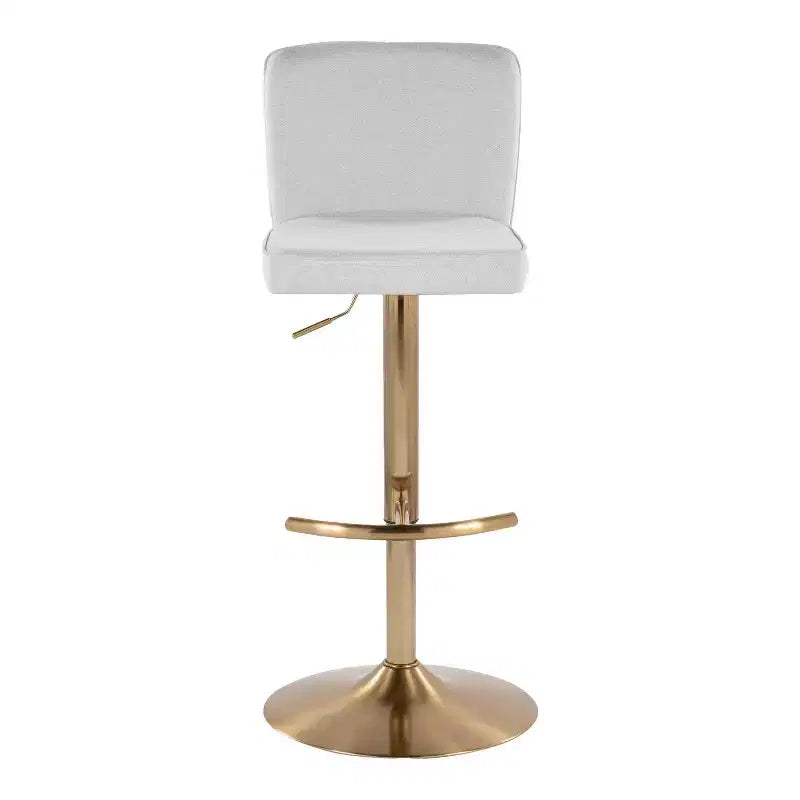 Set di 2 sgabelli da bar regolabili Henry Oro/Tessuto bianco