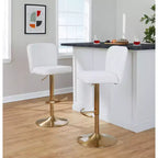 Set di 2 sgabelli da bar regolabili Henry Oro/Tessuto bianco