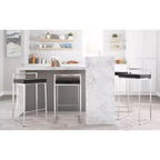 Set di 3 sgabelli da bar Fuji Stacker Acciaio Inox/Nero