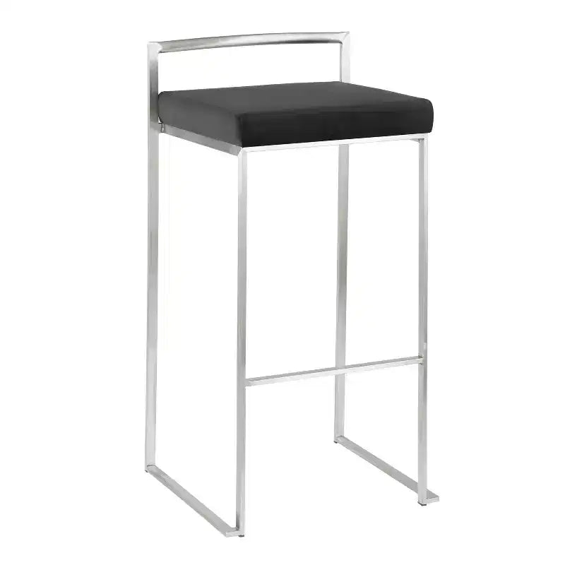 Set di 3 sgabelli da bar Fuji Stacker Acciaio Inox/Nero