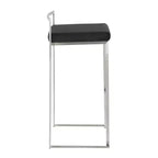 Set di 3 sgabelli da bar Fuji Stacker Acciaio Inox/Nero