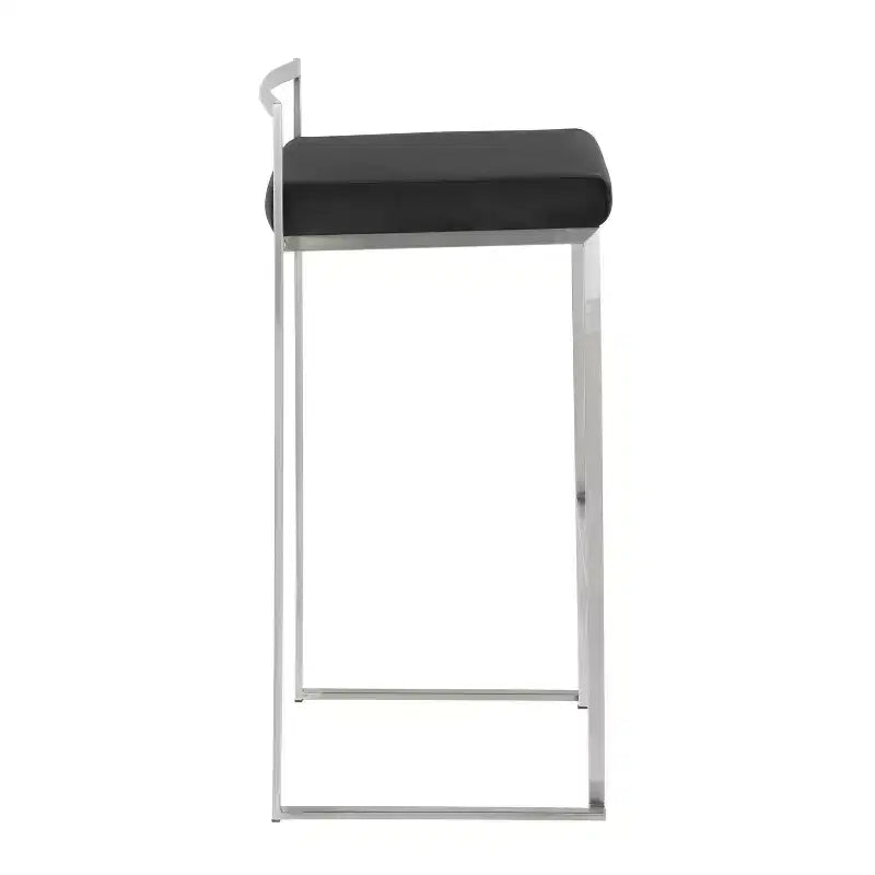 Set di 3 sgabelli da bar Fuji Stacker Acciaio Inox/Nero