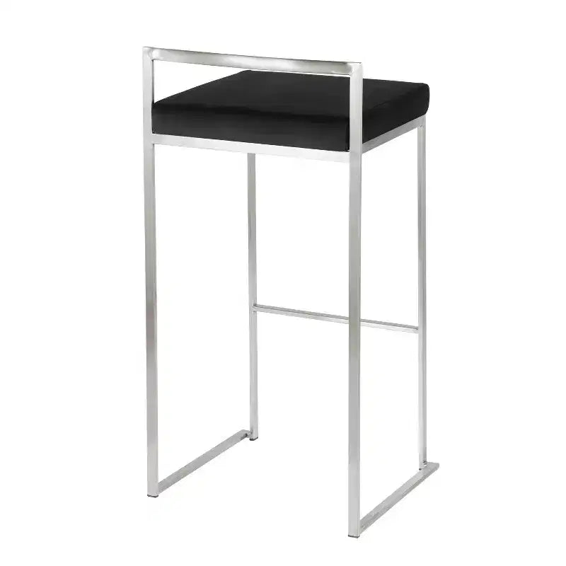 Set di 3 sgabelli da bar Fuji Stacker Acciaio Inox/Nero