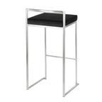 Set di 3 sgabelli da bar Fuji Stacker Acciaio Inox/Nero