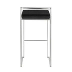 Set di 3 sgabelli da bar Fuji Stacker Acciaio Inox/Nero