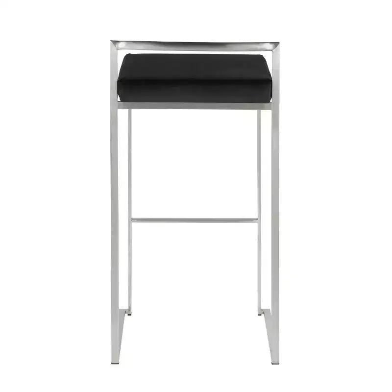 Set di 3 sgabelli da bar Fuji Stacker Acciaio Inox/Nero