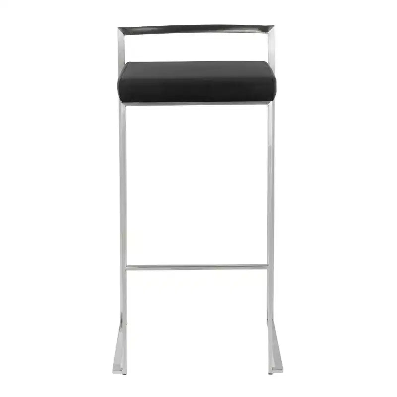Set di 3 sgabelli da bar Fuji Stacker Acciaio Inox/Nero