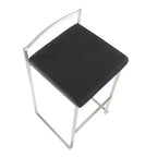 Set di 3 sgabelli da bar Fuji Stacker Acciaio Inox/Nero