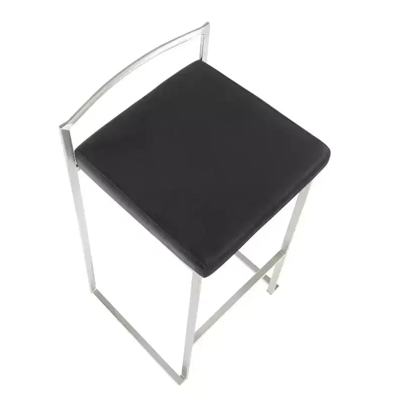 Set di 3 sgabelli da bar Fuji Stacker Acciaio Inox/Nero