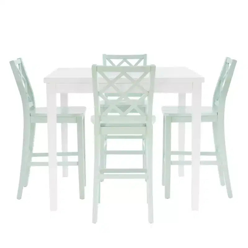 Set da pranzo Shelby Square con 5 pezzi, altezza bancone, colore menta