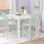 Set da pranzo Shelby Square con 5 pezzi, altezza bancone, colore menta