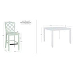 Set da pranzo Shelby Square con 5 pezzi, altezza bancone, colore menta