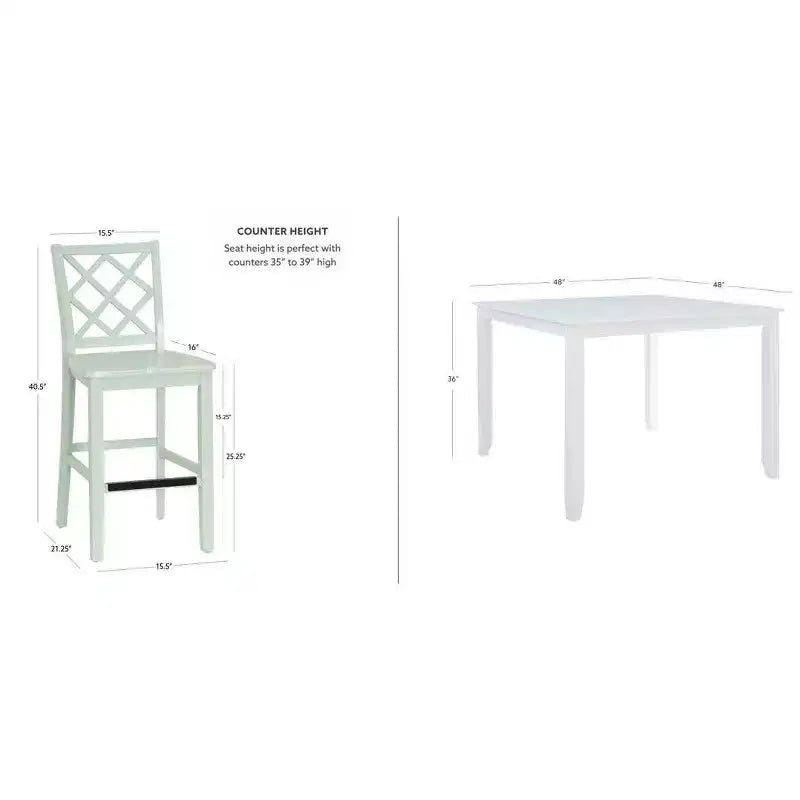Set da pranzo Shelby Square con 5 pezzi, altezza bancone, colore menta