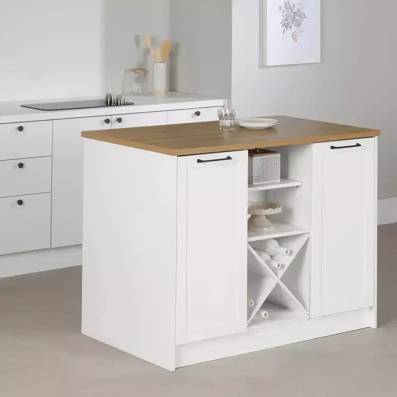 Isola da cucina a 6 cassetti Toscano Bianco/Acero