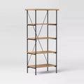 Wood and Metal Media Tower Bookcase Natural - Room Essentials™