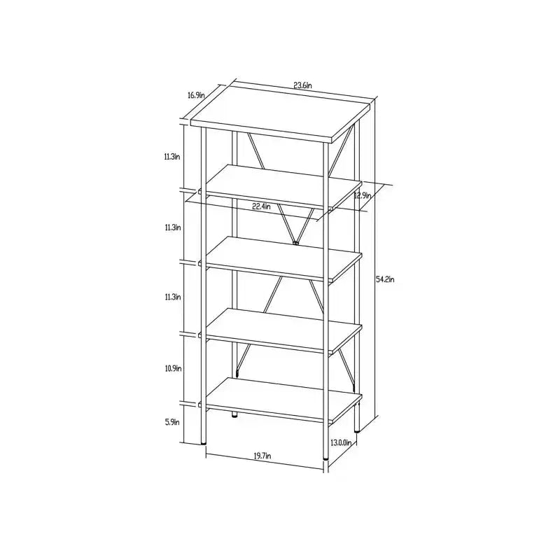 Libreria a torre in legno e metallo naturale