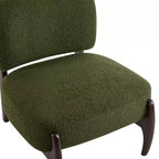 Poltrona d'accento in Bouclé Verde con Struttura in Legno di Gomma Moderno