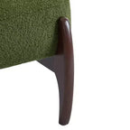 Poltrona d'accento in Bouclé Verde con Struttura in Legno di Gomma Moderno