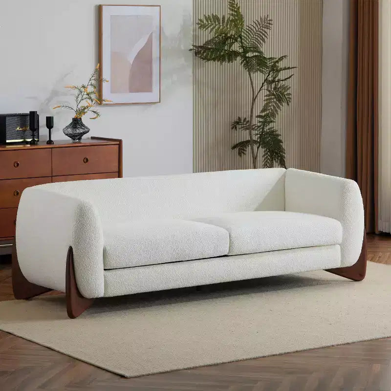 Divano a 3 posti in tessuto Bouclé Beige da 210 cm