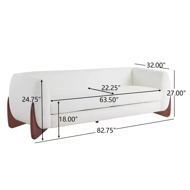 Divano a 3 posti in tessuto Bouclé Beige da 210 cm