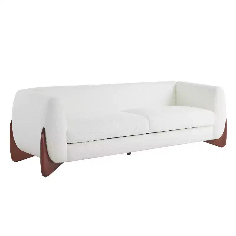Divano a 3 posti in tessuto Bouclé Beige da 210 cm