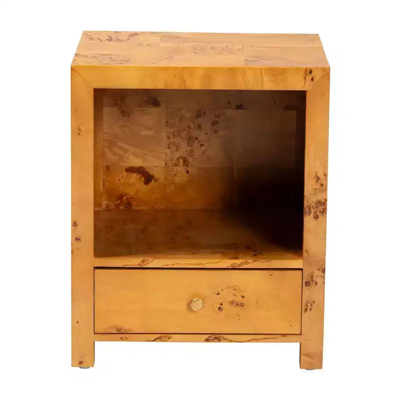 Comodino Camira Wood 1 cassetto radica di acero chiara
