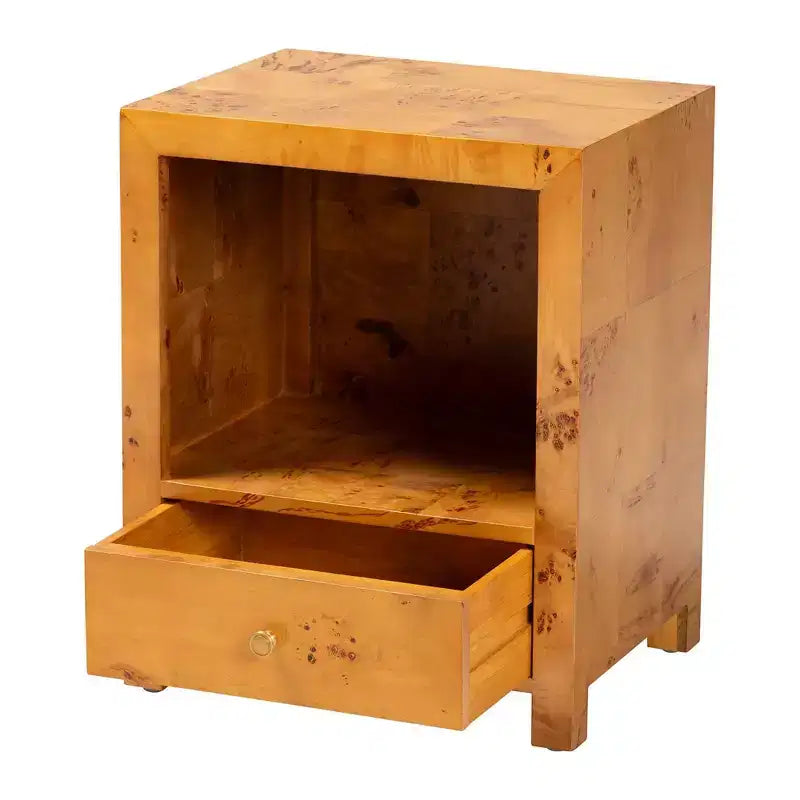 Comodino Camira Wood 1 cassetto radica di acero chiara