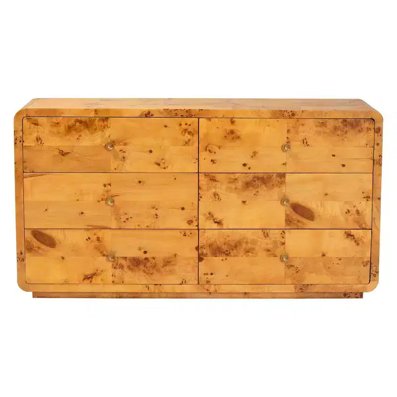 Cassettiera Netra a 6 cassetti in legno di radica di acero chiaro