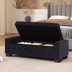 Pouf contenitore moderno imbottito per interni, blu notte