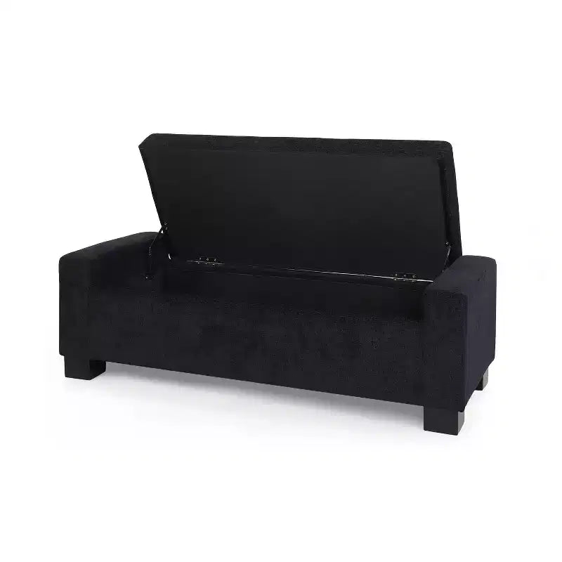 Pouf contenitore moderno imbottito per interni, blu notte