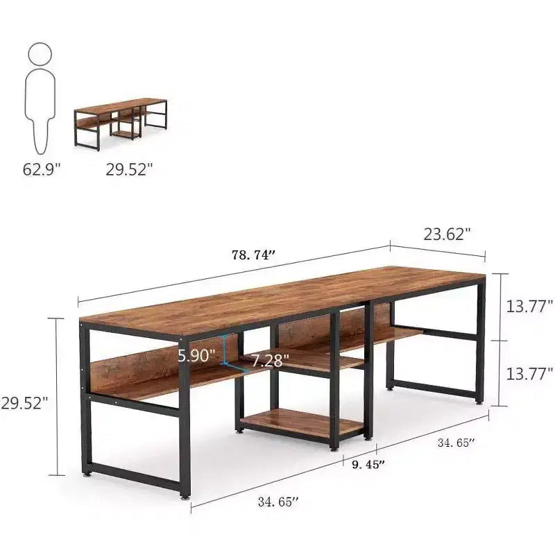 Scrivania per computer marrone chiaro da 200 cm
