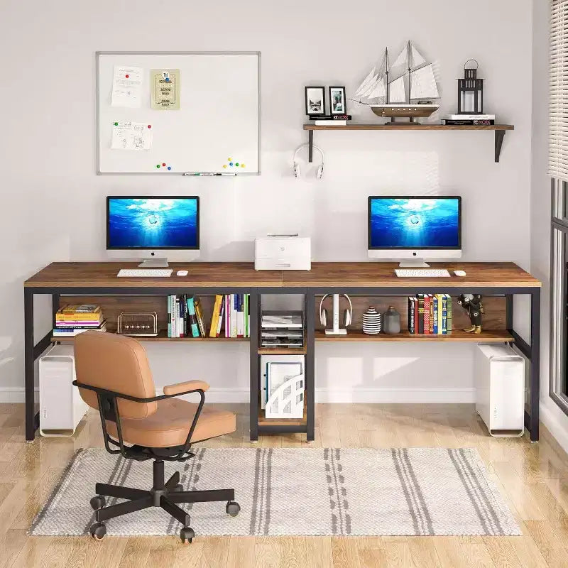 Scrivania per computer marrone chiaro da 200 cm